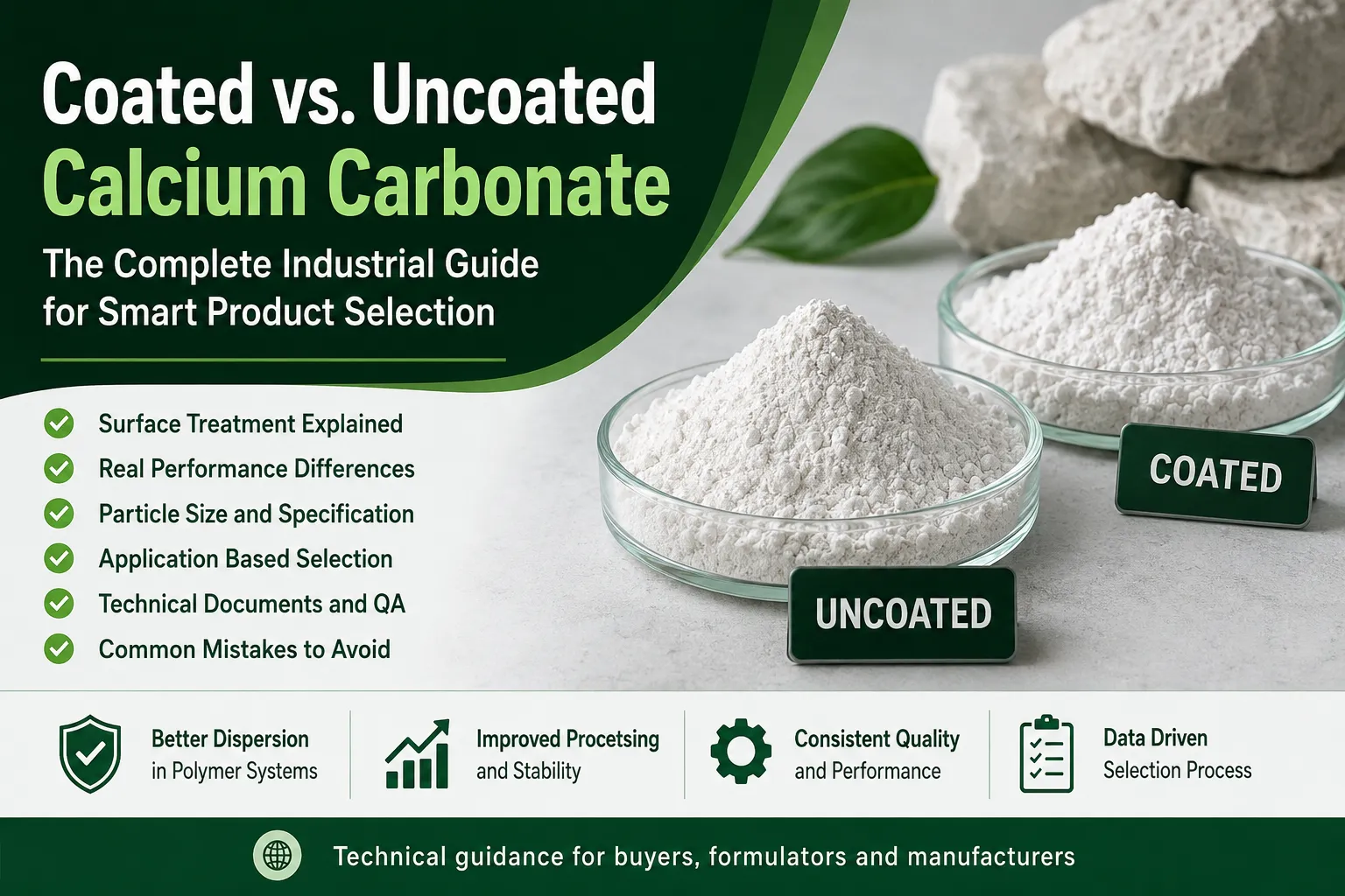 Coated vs uncoated calcium carbonate comparison for industrial applications and product selection